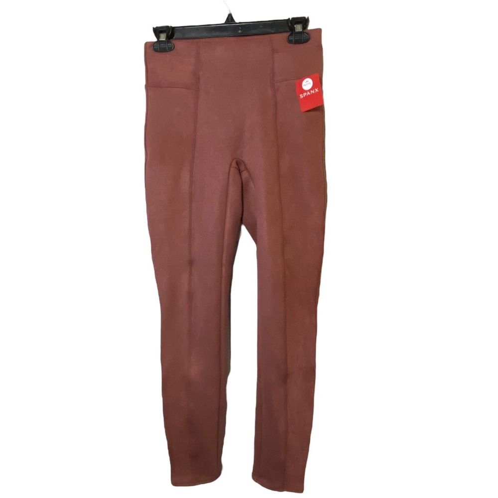 New Spanx Faux Suede Leggings Womens Pants Ankle Skinny Stretch Rich Rose S/P